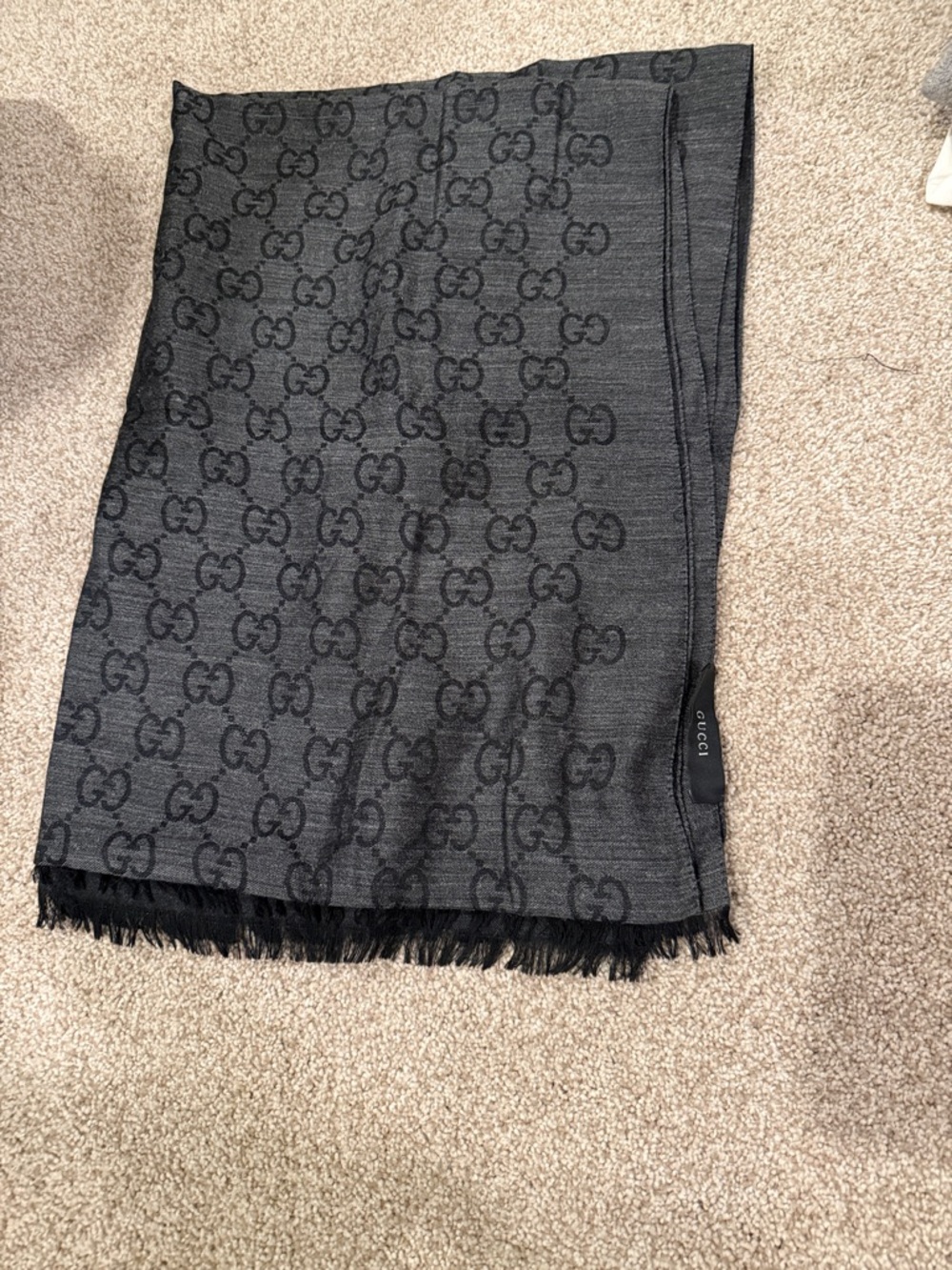 Gucci Charcoal and Black GG Monogram Scarf